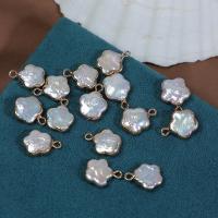 Freshwater Pearl Pendants with Brass Flower gold color plated DIY white 11x14-15mm Sold By PC