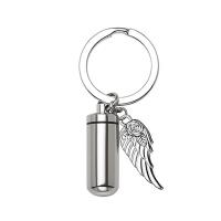 304 Stainless Steel Cinerary Casket Key Chain Wing Shape can open and put into something & Unisex original color Inner Approx 24mm Sold By PC