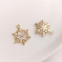 Cubic Zirconia Micro Pave Brass Pendant Snowflake real gold plated DIY & micro pave cubic zirconia gold Sold By PC