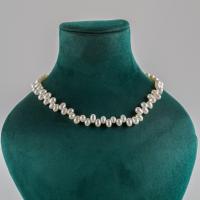 Freshwater Pearl Brass Necklace with Brass fashion jewelry & for woman white 6-7mm Length Approx 45 cm Sold By PC
