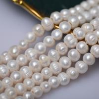 Přírodní sladkovodní perly perlí, Sladkovodní Pearl, DIY, bílý, 9-10mm, Otvor:Cca 2.5mm, Prodáno za Cca 35 cm Strand