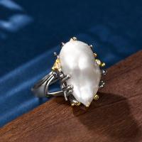 Pierścień z perłami słodkowodnymi, Perła naturalna słodkowodna, ze Mosiądz, biżuteria moda & dla kobiety, 20x35mm, sprzedane przez PC