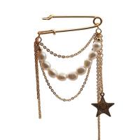 Broche perle d'eau douce, laiton, avec perle d'eau douce cultivée, Plaqué d'or 18K, bijoux de mode & styles différents pour le choix & pour femme, deux couleurs différentes, 4.5-5cm, Vendu par PC