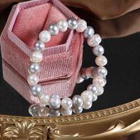 Sötvatten odlade Pearl Bracelet, Freshwater Pearl, med Elastisk tråd, mode smycken & för kvinna, blandade färger, 9mm, Längd Ca 18 cm, Säljs av PC