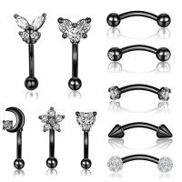 304 Stainless Steel Body Piercing Jewelry Set Vacuum Ion Plating 10 pieces & Unisex & micro pave cubic zirconia Sold By Set