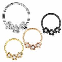 Stainless Steel Nose Piercing Jewelry 304 Stainless Steel Flower Vacuum Ion Plating fashion jewelry & micro pave cubic zirconia & for woman Sold By PC