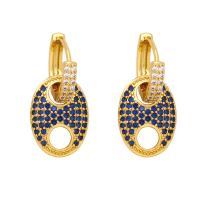 Cubic Zirconia Micro Pave Brass Earring with Gemstone plated fashion jewelry & micro pave cubic zirconia nickel lead & cadmium free Sold By Pair