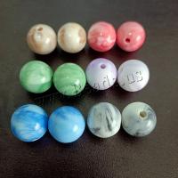 Akril nakit Beads, Krug, možete DIY & pearlized, miješana boja, 16mm, Približno 100računala/Torba, Prodano By Torba
