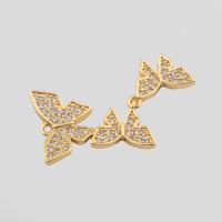 Cubic Zirconia Micro Pave Brass Pendant Butterfly high quality plated DIY & micro pave cubic zirconia gold Approx 1.5mm Sold By PC