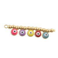 Evil Eye Connector Brass gold color plated fashion jewelry & DIY & evil eye pattern & enamel multi-colored Approx 1mm Sold By PC