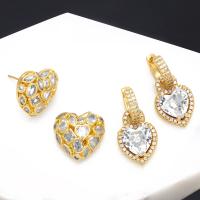Cubic Zirconia Micro Pave Brass Earring plated fashion jewelry & micro pave cubic zirconia gold nickel lead & cadmium free Sold By Pair