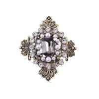 Zinc Alloy Brooch Findings with Plastic Pearl plated DIY & with rhinestone Sold By PC