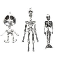 Zinc Alloy Pendants silver color plated Halloween Design & without cord & DIY nickel lead & cadmium free Sold By Bag