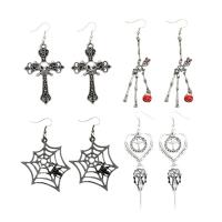 Zinc Alloy Drop Earrings, silver color plated, gothic style & for woman, nickel, lead & cadmium free, 5Pairs/Bag, Sold By Bag