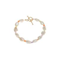 Freshwater Cultured Pearl Bracelet Freshwater Pearl with Quartz & Brass 18K gold plated fashion jewelry & for woman mixed colors Length Approx 18 cm Sold By PC