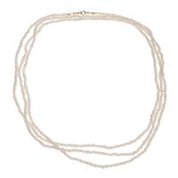 Naszyjnik z łańcuszka ze swetra z perłą słodkowodą, Perła naturalna słodkowodna, ze Mosiądz, Platerowane w kolorze złota, biżuteria moda & dla kobiety, biały, długość około 132 cm, sprzedane przez PC