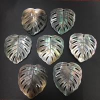 Pendants Dubh Shell Nádúrtha, Dubh +Lip +Shell, Leaf, DIY, 42x46mm, Díolta De réir PC