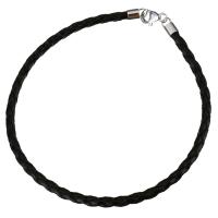 Cowhide Cord sterling silver lobster clasp braided bracelet 3mm Sold Per Approx 7.8 Inch Strand