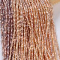 Přírodní sladkovodní perly perlí, Sladkovodní Pearl, Flat Round, DIY, více barev na výběr, 3-3.5mm, Prodáno za Cca 37 cm Strand