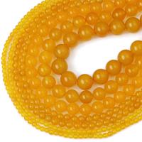 Naturlige gule Agate perler, Gul Agate, Runde, du kan DIY & forskellig størrelse for valg, gul, Solgt Per Ca. 38 cm Strand