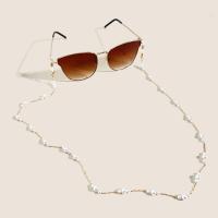 Brass Glasses Chain with PVC Plastic anti-skidding & for woman white nickel lead & cadmium free 6mm Length Approx 67 cm Sold By PC