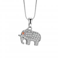 925 Sterling Silver Pendant Elephant DIY & with rhinestone nickel lead & cadmium free Sold By PC