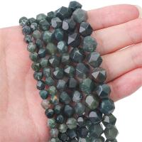 Natürliche Moos Achat Perlen, DIY & verschiedene Größen vorhanden & facettierte, dunkelgrün, Bohrung:ca. 0.8mm, verkauft per ca. 36 cm Strang