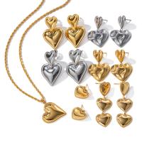 Stainless Steel Nakit Kompleti, naušnica & ogrlica, 304 nehrđajućeg čelika, pozlaćen, modni nakit & različitih stilova za izbor, više boja za izbor, Prodano By PC