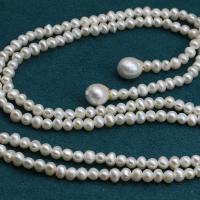 Sötvatten Pearl tröja kedja halsband, Freshwater Pearl, mode smycken & för kvinna, vit, 4-6mm, Längd Ca 120 cm, Säljs av PC