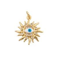 Złe oko wisiorki, Mosiądz, biżuteria moda & mikro utorować cyrkonia & dla kobiety, złoty, bez zawartości niklu, ołowiu i kadmu, 23x18x2mm, sprzedane przez PC