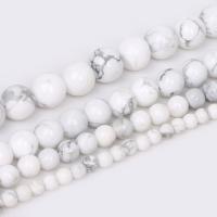 Turkos pärlor, magnesit, Rund, DIY & olika storlek för val, vit, Såld Per Ca 38-40 cm Strand