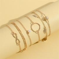 Zinc Alloy Anklet gold color plated 5 pieces & fashion jewelry & for woman nickel lead & cadmium free Sold By Set