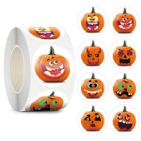 Sticker Paper Copper Printing Paper with Adhesive Sticker Round printing Halloween Design Sold By Spool