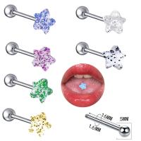 316L Stainless Steel tongue ring with Acrylic Star fashion jewelry & Unisex 5mm Sold By PC