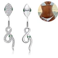 Stainless Steel Belly Ring 316L Stainless Steel Snake Unisex & with rhinestone 38mm Sold By PC