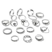 Zinc Alloy Ring Set plated 16 pieces & Unisex & blacken US Ring Sold By Set