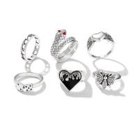 Zinc Alloy Ring Set plated 6 pieces & vintage & for woman & with rhinestone & blacken US Ring Sold By Set