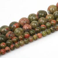 Natural Unakite Beads Round DIY Sold Per Approx 38 cm Strand