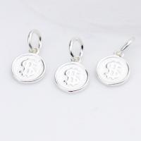 925 Sterling Silver Pendant Round plated DIY silver color 8mm Sold By PC
