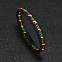 Leather Cord Bracelet Microfiber PU with Zinc Alloy fashion jewelry & for man Sold By PC