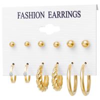 Zinc Alloy Earring Set plated 6 pieces & for woman & with rhinestone 3-24mm Sold By Set