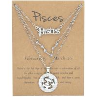 Zinc Alloy Necklace with 2inch extender chain 12 Signs of the Zodiac plated three pieces & Unisex & with rhinestone Length Approx 16.5 Inch Approx 18.1 Inch Approx 20 Inch Sold By Set