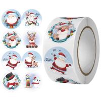 Sticker Paper Adhesive Sticker with Copper Printing Paper Round printing Christmas Design 25mm Sold By Spool