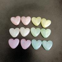 Akril ékszerek gyöngyök, Szív, DIY & luminated, kevert színek, 19x21mm, Kb 100PC-k/Bag, Által értékesített Bag