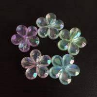 Akril ékszerek gyöngyök, Virág, DIY & luminated, több színt a választás, 30mm, Kb 100PC-k/Bag, Által értékesített Bag