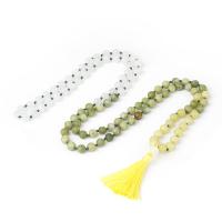 Fashion Fringe Necklace Jade White with Knot Cord & Southern Jade & Jade Lemon Tassel vintage & fashion jewelry & Unisex mixed colors 8mm 50mm Length Approx 120 cm Sold By PC