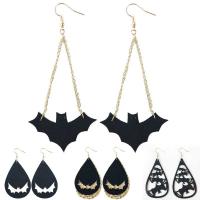 PU Leather Drop Earring with Velveteen & Zinc Alloy Halloween Jewelry Gift & for woman 70mm Sold By Pair