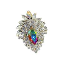 Bergkristal Finger Ring, met Messing, Traan, plated, mode sieraden & voor vrouw, meer kleuren voor de keuze, Maat:8, Verkocht door PC