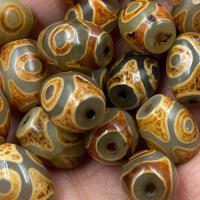 Perles agate dzi tibétaine naturelle, agate Tibétaine, tambour, Vintage & trois yeux & DIY, 12x16mm, Vendu par PC
