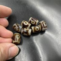 Natural Tibetan Agate Dzi Beads, Drum, three-eyed & DIY, 12x16mm, Sold By PC